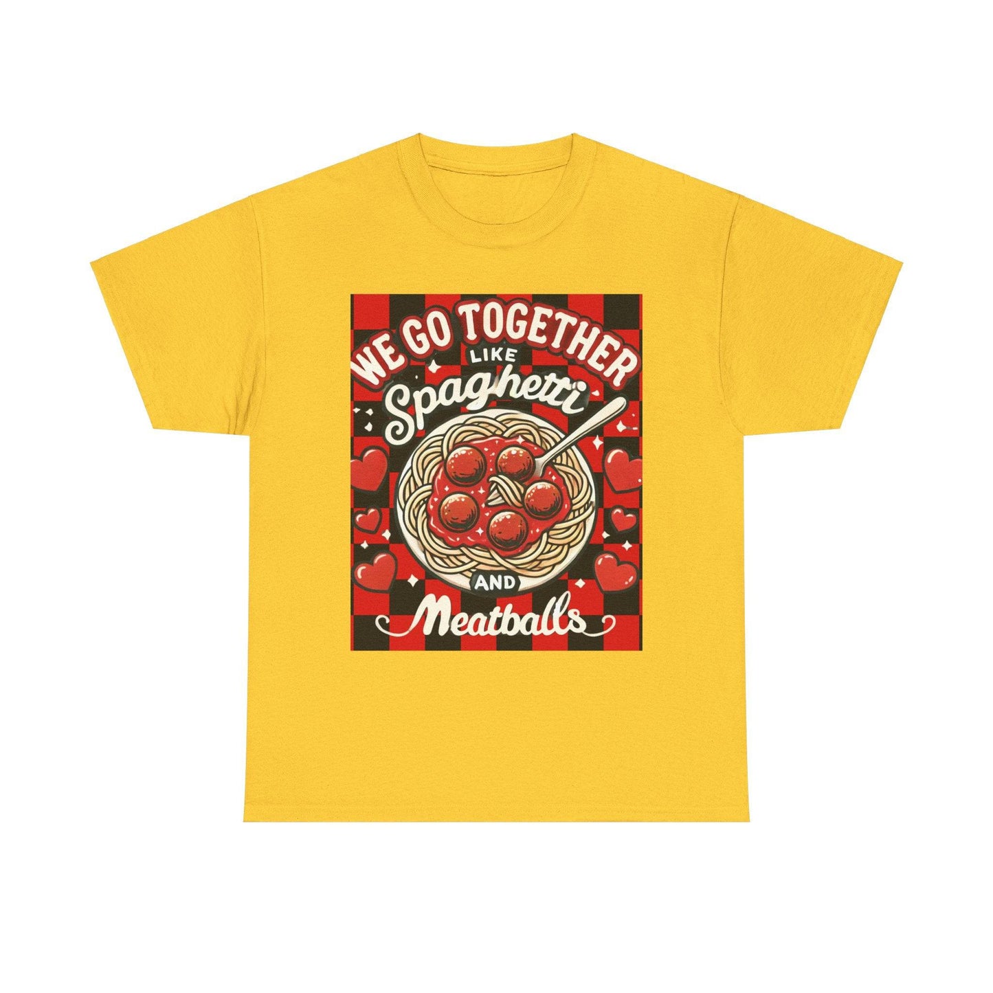 Perfect Pair: Spaghetti and Meatballs Graphic Tee - Cute Foodie T-Shirt for Couples - Clothing Personality
