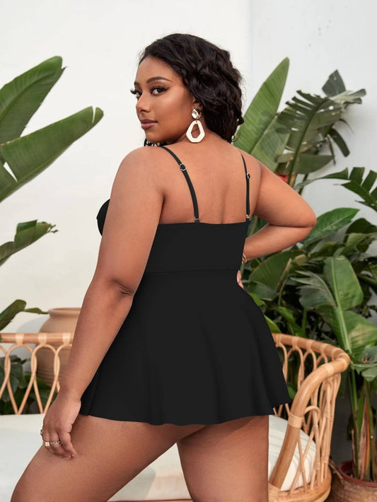 Large Print Skirt Tankini Bikini Split Women's Swimsuit - Clothing Personality