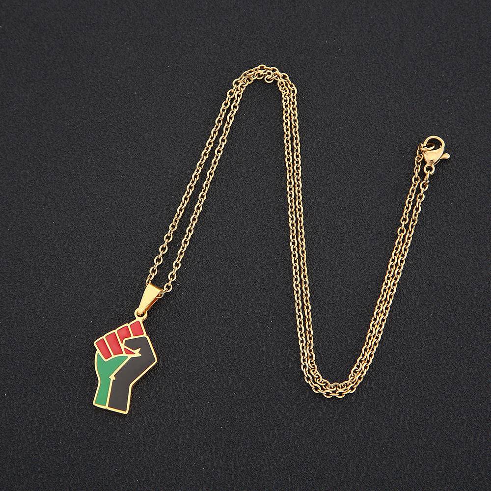 African Fist Symbol Titanium Steel Pendant Necklace - Clothing Personality