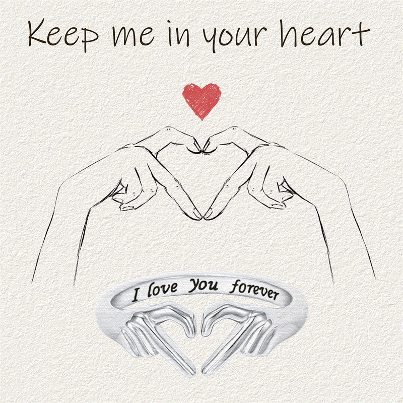 Romantic Heart Hand Hug Fashion Ring For Women Couple Jewelry Silver Color Punk Gesture Wedding Men Finger Accessories Gifts - Clothing Personality