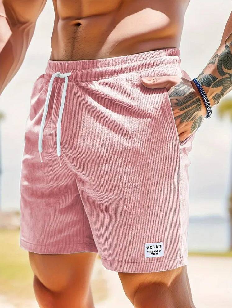 Lace-up Drawstring Shorts Summer Corduroy Sports Short Pants Mens Clothing - Clothing Personality