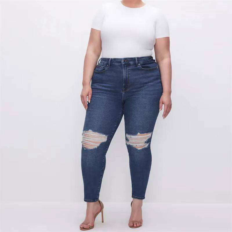 Women's Dark Wash High Rise Stretchy Slim Fit Straight Leg Denim Jeans - Clothing Personality