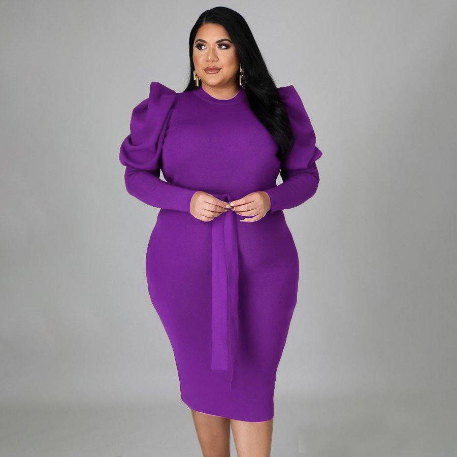 Women's Slim Fit Pencil Ruffle Sleeve Dress L-4xl - Clothing Personality