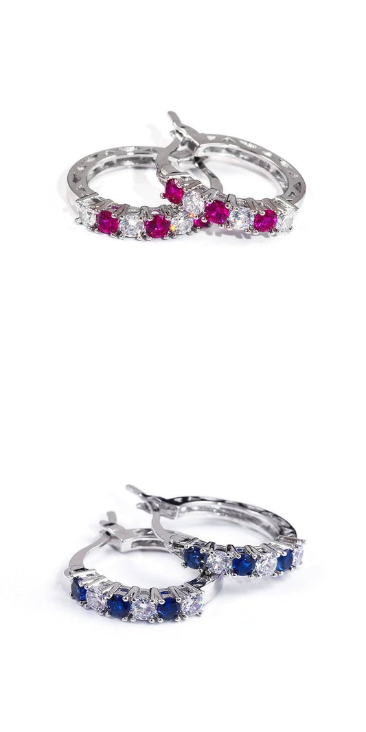 Colorful Cubic Zirconia Ear Buckles Earrings - Clothing Personality