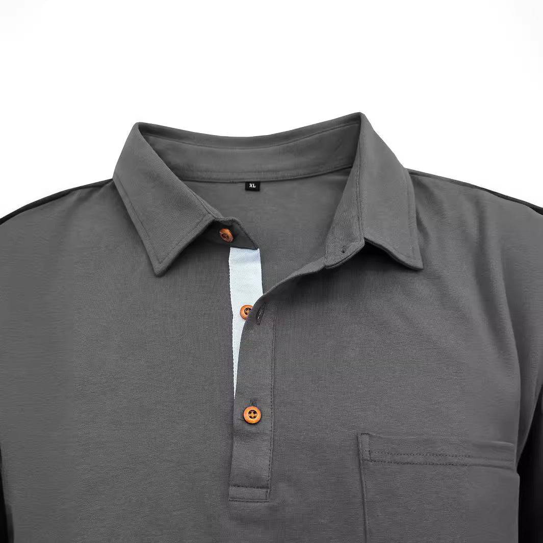 Retro Lapels T-shirt Men's Long-sleeved Top - Clothing Personality