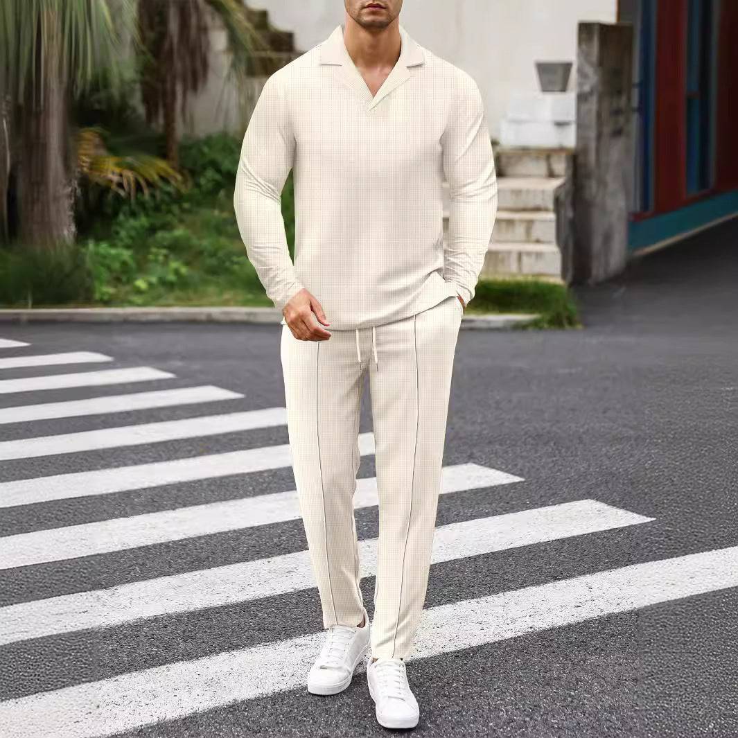 New Men's Solid Color Sweatsuit Tracksuit Pants and Top Combo - Clothing Personality