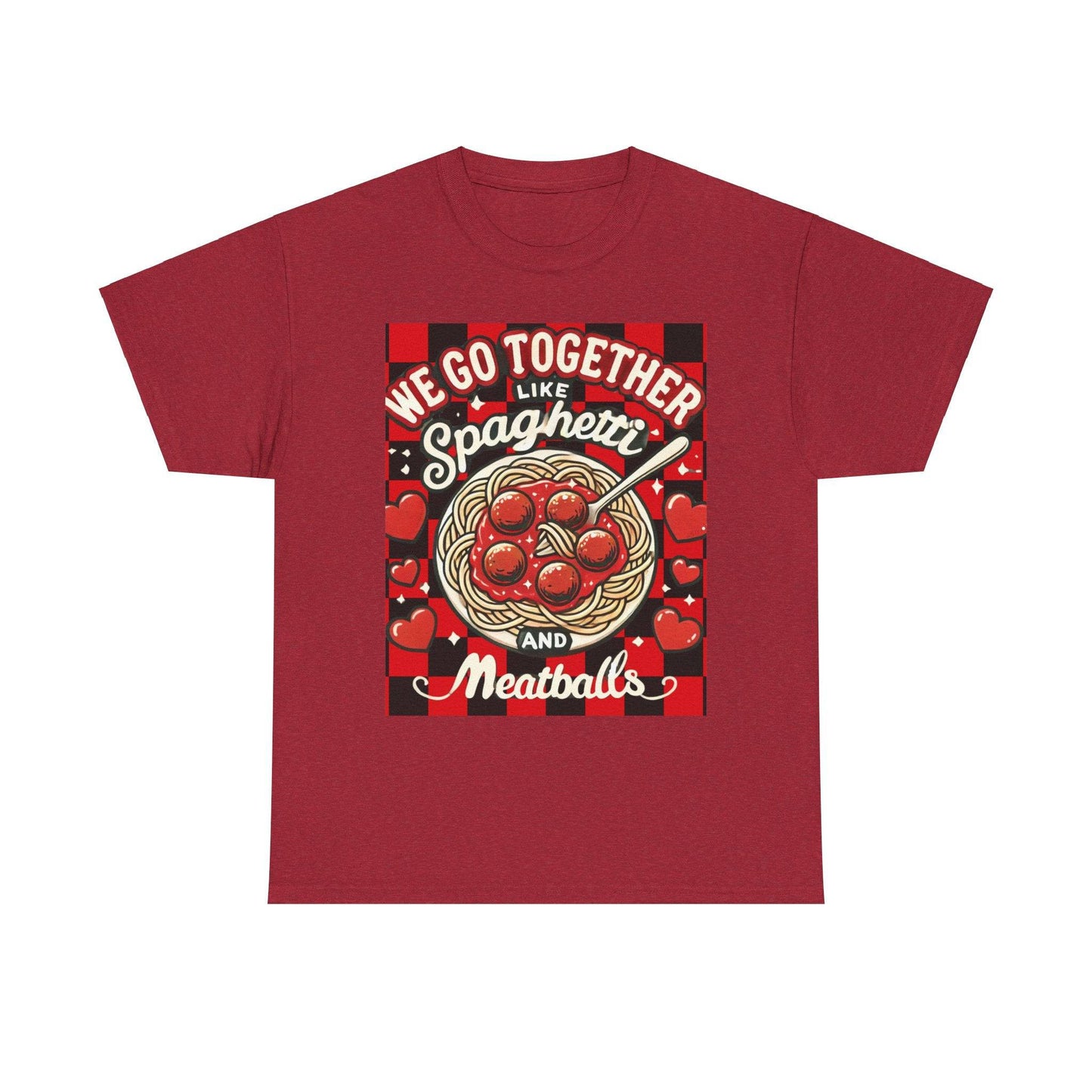 Perfect Pair: Spaghetti and Meatballs Graphic Tee - Cute Foodie T-Shirt for Couples - Clothing Personality