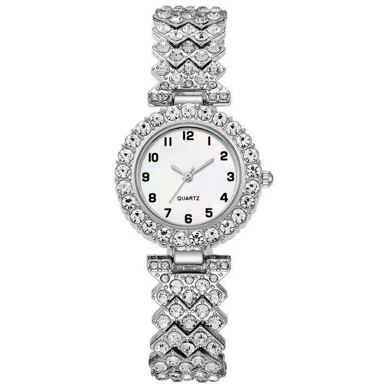 Fashion Jewelry 2pcs Luxury Fashion Women Watch Set Silver Strap Ladies Quartz Wristwatch Alloy Bracelet For Ladies Jewelry Set Clock Gift - Clothing Personality