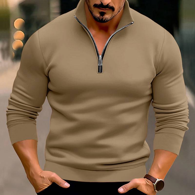 Men's Casual Solid Color Long-sleeved T-shirt Top - Clothing Personality