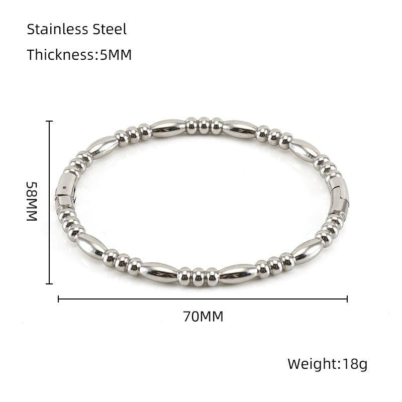 Fashion Bamboo Titanium Steel Bracelet Three Beads - Clothing Personality