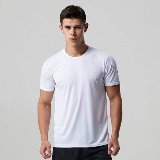 Men Quick Dry T Shirt Running Slim Fit Top Tees Solid Shirts - Clothing Personality