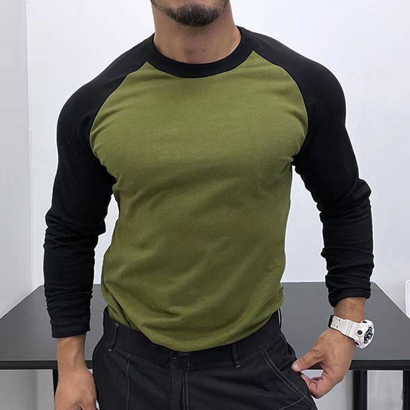 Round Neck Loose Breathable Plus Size Bottoming Shirt Men's Casual Raglan Sleeve Top - Clothing Personality