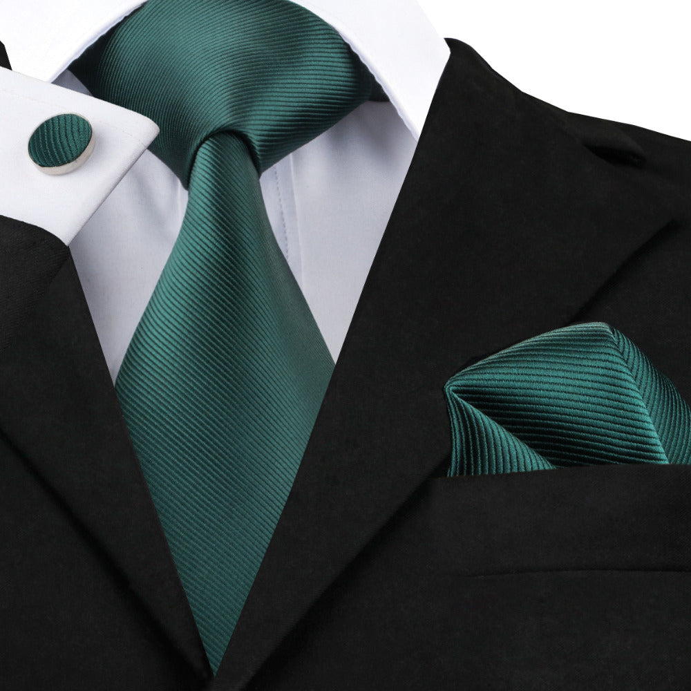 Solid Silk Men's Ties Neck Tie Set For Men Suits Tie Handkerchief Pocket Square - Clothing Personality
