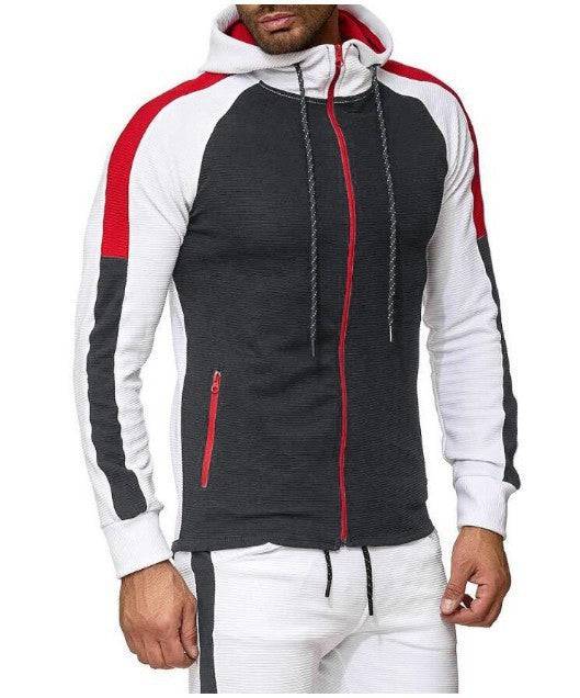 Colorblock sweater cardigan hooded casual jacket - Clothing Personality