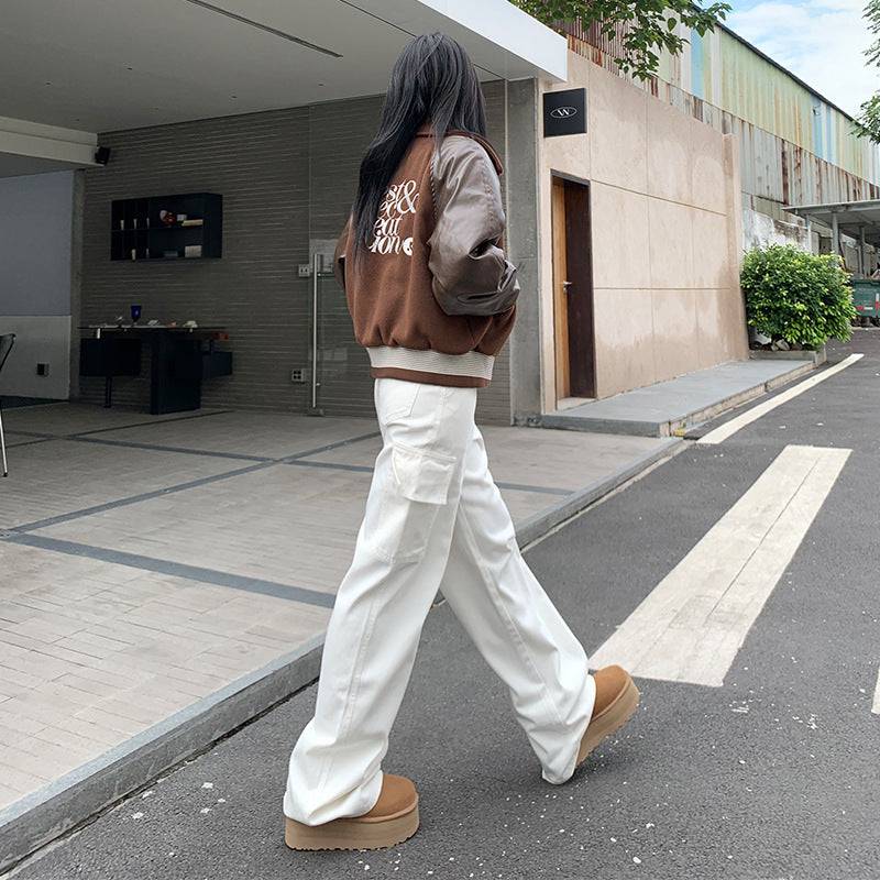 Women's Light White Barrel Leg Mom Jeans Women's Spring New Casual - Clothing Personality