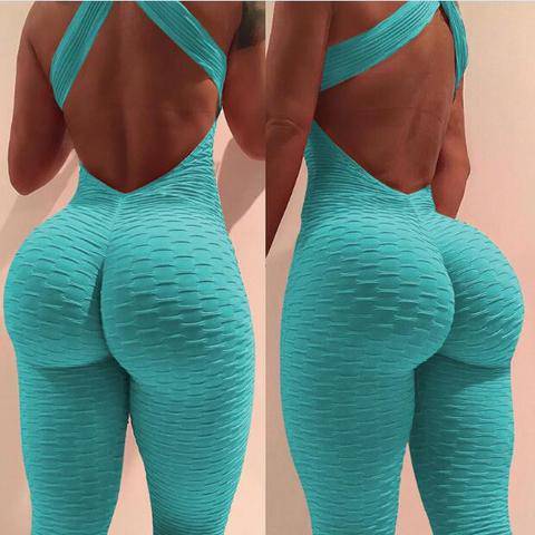 Yoga Jumpsuit Cross Design Backless Tracksuit Full Bodysuit - Clothing Personality