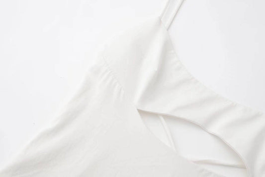 Split Design Cut-out Cotton Maxi Dress White - Clothing Personality