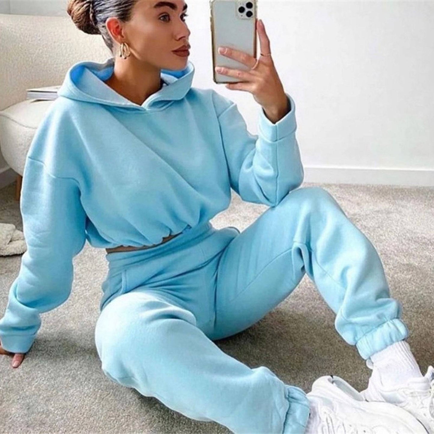 Jogging Suits For Women 2 Piece Sweatsuits Tracksuits Sexy Long Sleeve HoodieCasual Fitness Sportswear - Clothing Personality