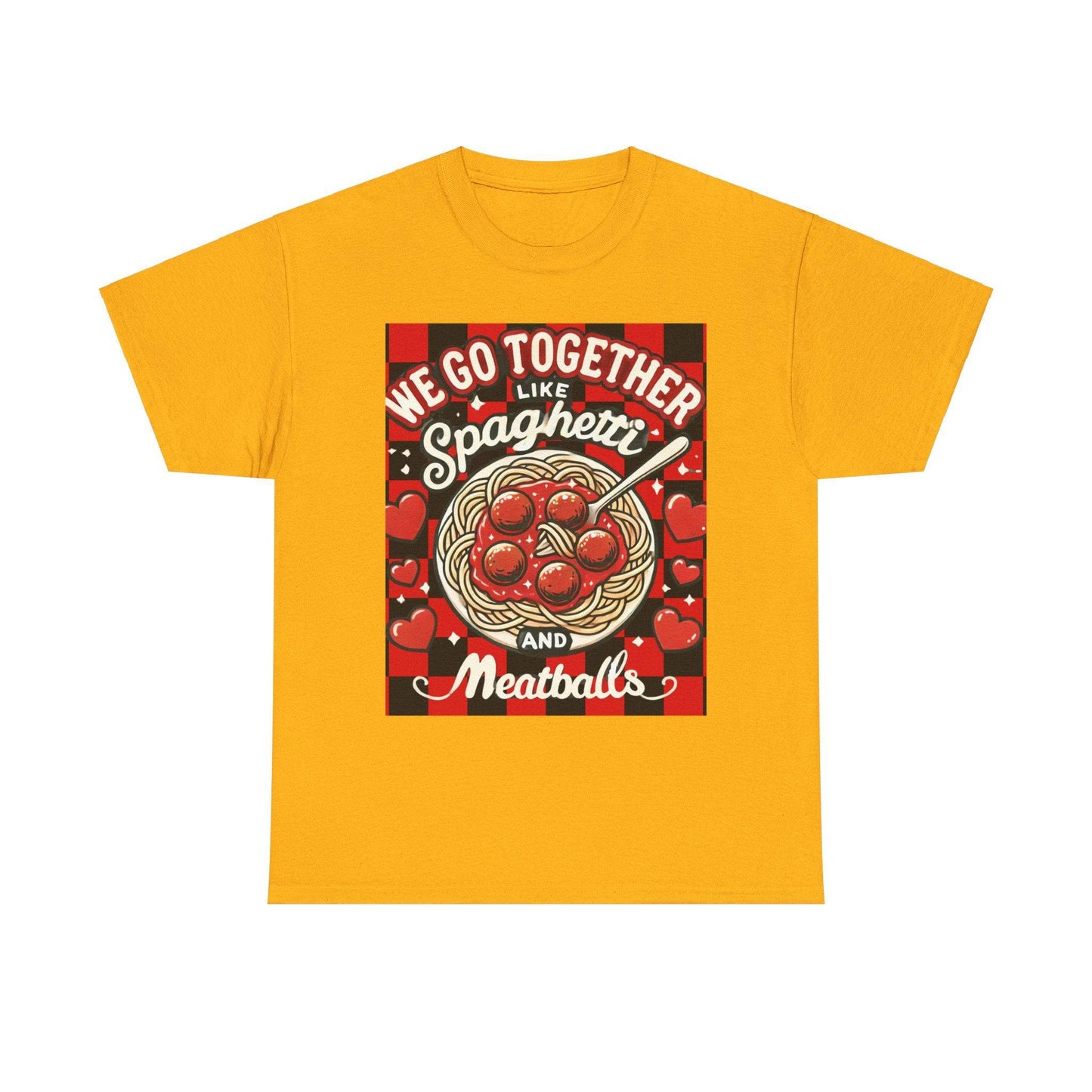 Perfect Pair: Spaghetti and Meatballs Graphic Tee - Cute Foodie T-Shirt for Couples - Clothing Personality