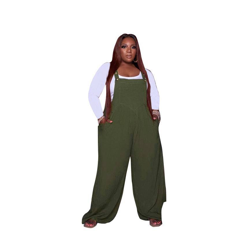 Plus Size Women's Solid Color Overalls Two-piece Set - Clothing Personality