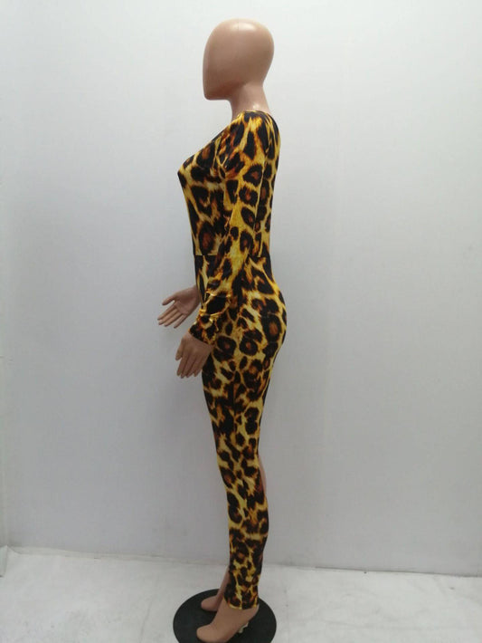 Women's asymmetrical leopard print jumpsuit - Clothing Personality