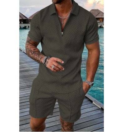 New Men's Summer Short Sleeve Shorts Casual Suit - Clothing Personality