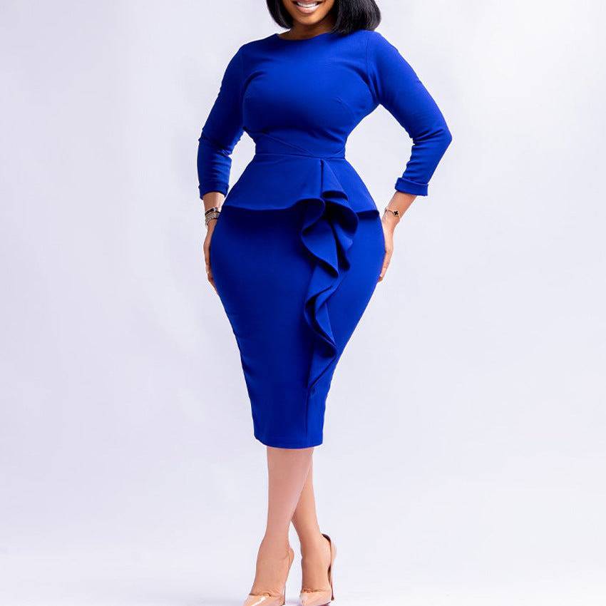 Women's Solid Color 3/4 Sleeve Empire Waist Knee Length Dress Fashion Elegant S-3x Dress Plus Size Dress - Clothing Personality