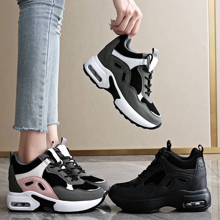 Casual Leather Plus Size Hidden Heel Platform Sneaker - Clothing Personality