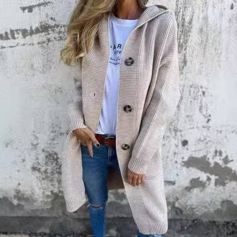 Mid-length Sweater Cardigan Women's Clothes Light Gray - Clothing Personality