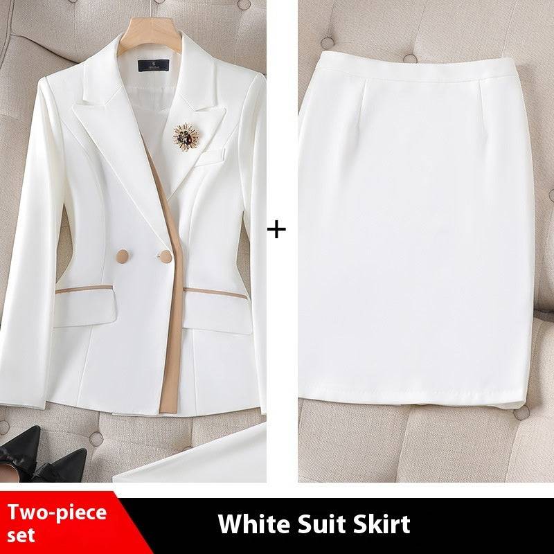 Women's Pink Creme Off-White Blazer Pants Set Two-piece Business Suit Easter Church Outfit Office Work Business Attire - Clothing Personality