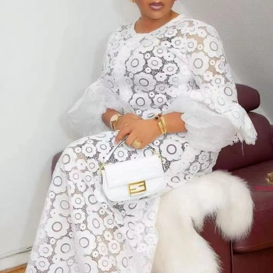 Women's Summer Flower Lace White Dress - Clothing Personality