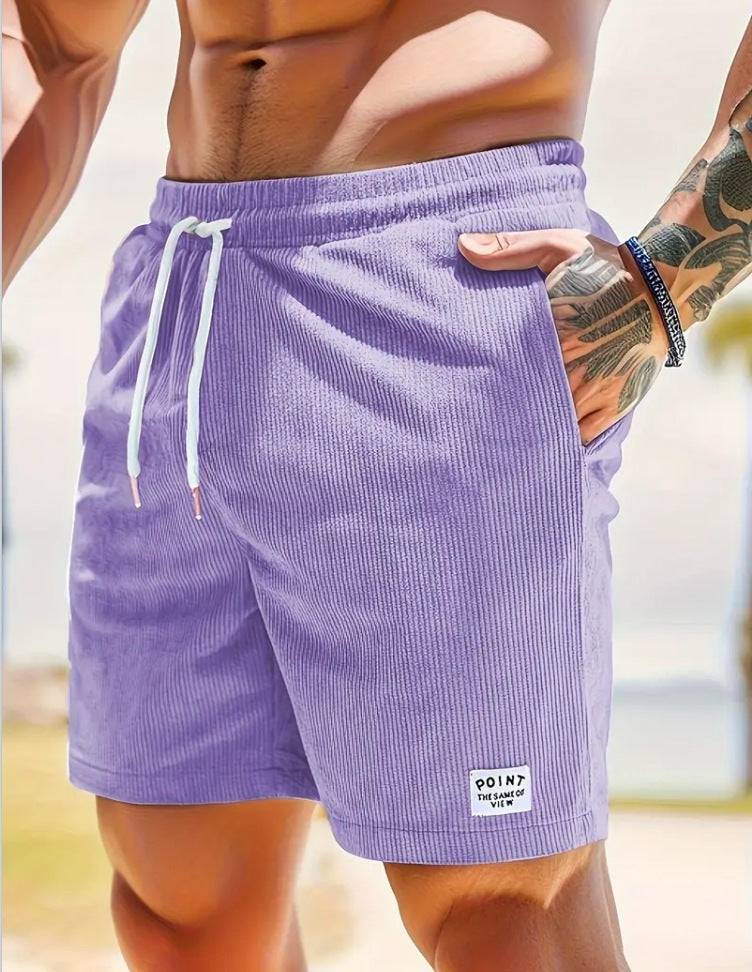 Lace-up Drawstring Shorts Summer Corduroy Sports Short Pants Mens Clothing - Clothing Personality