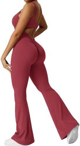 Women Sleeveless Flare Jumpsuits Fitness Yoga Long Pants - Clothing Personality
