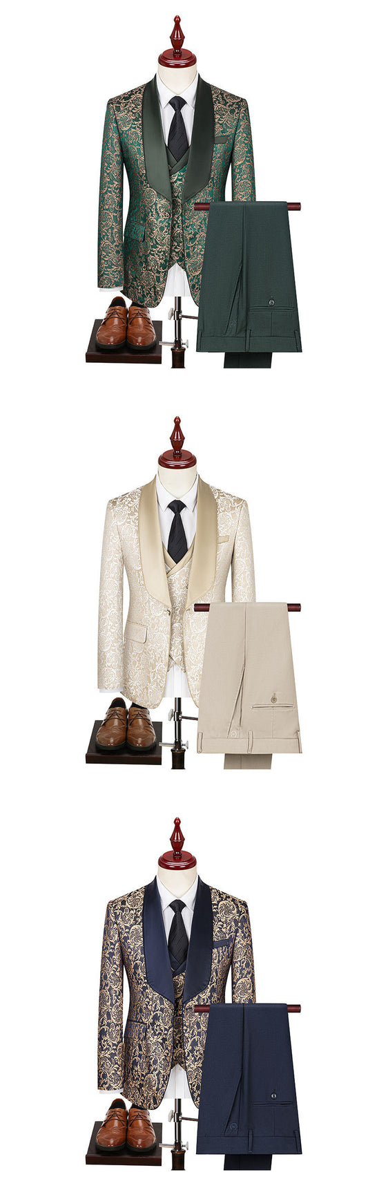 Men's Jacquard Suit Wedding Dress Suit - Clothing Personality