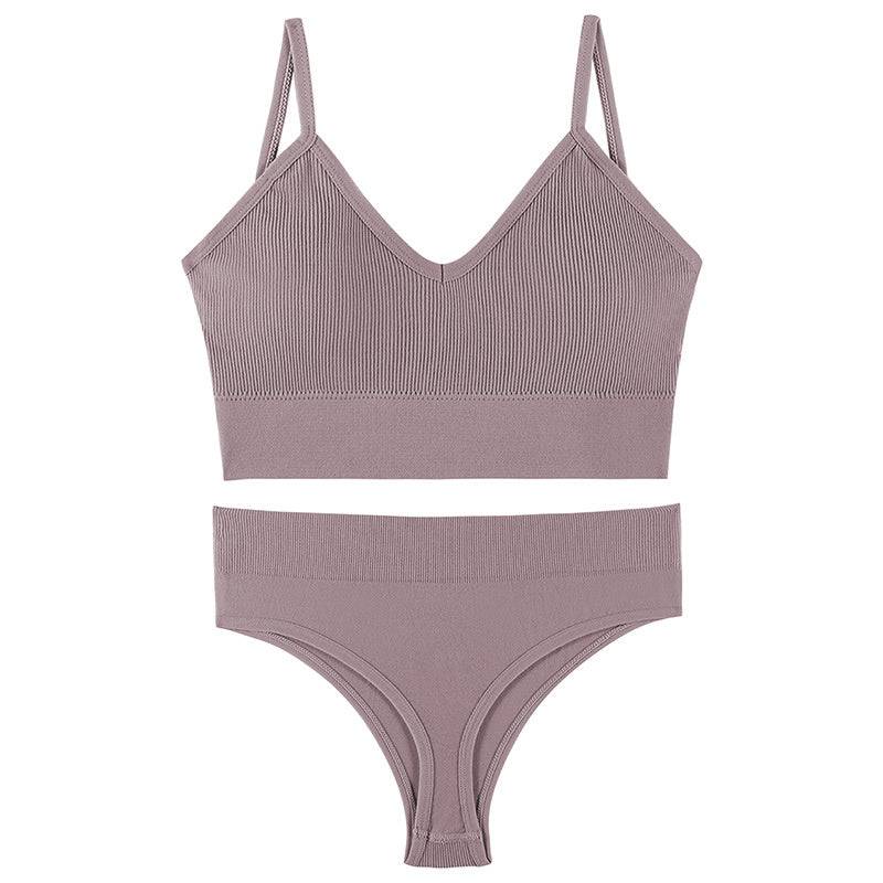 Women's Underwear Small Chest Push-up Thin Wireless Large Size Sports Sling Vest French Triangle Cup Bra Set - Clothing Personality