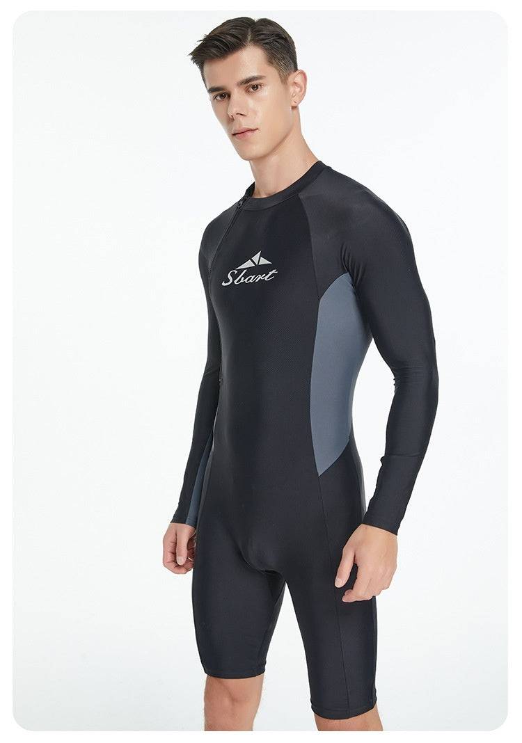 Men's One-piece Swimsuit Tight Long Sleeve Sun Protection Quick-drying - Clothing Personality