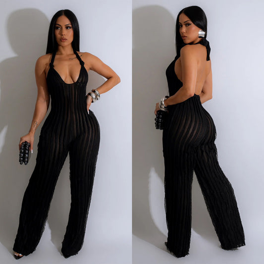 Women's Stylish Feather Feather Pleated Jumpsuit Collection - Clothing Personality
