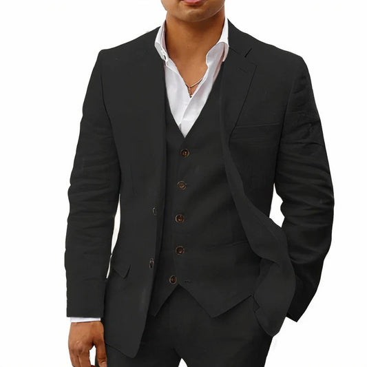 Men's Casual Three-Piece Suit Vest Pants Groom Wedding Banquet Suit - Clothing Personality