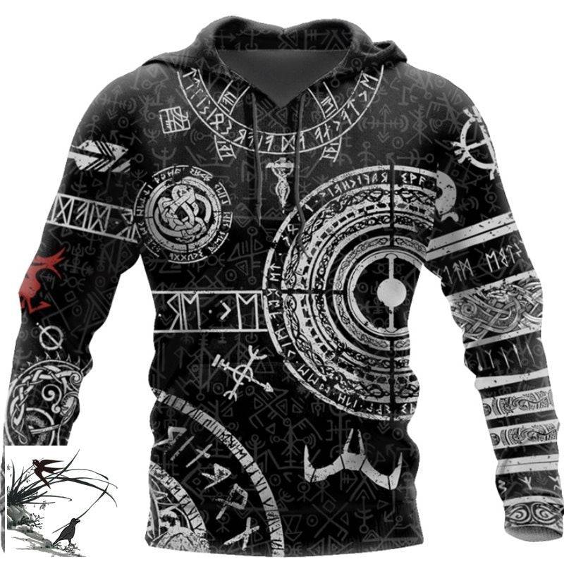 Viking Odin Tattoo D Printed Men hoodies - Clothing Personality