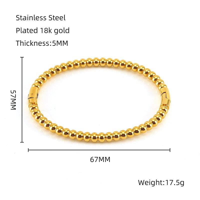 Fashion Bamboo Titanium Steel Bracelet Three Beads - Clothing Personality