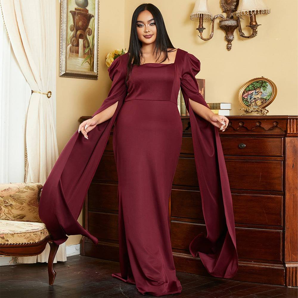 Women's Extra Long Sleeve Mermaid Style Evening Gown Elegant Evening Dress - Clothing Personality