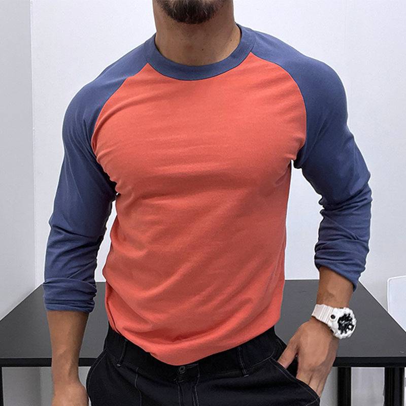 Round Neck Loose Breathable Plus Size Bottoming Shirt Men's Casual Raglan Sleeve Top - Clothing Personality
