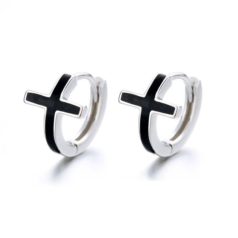 S925 Sterling Silver Cross Earrings - Clothing Personality