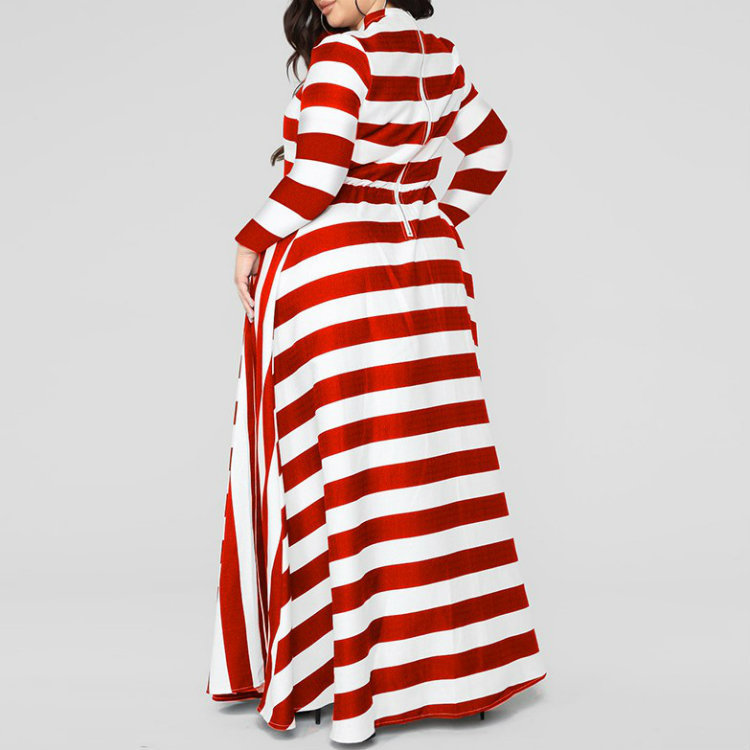 Women's Flowy Dress Plus Size Striped A-line Dress - Clothing Personality