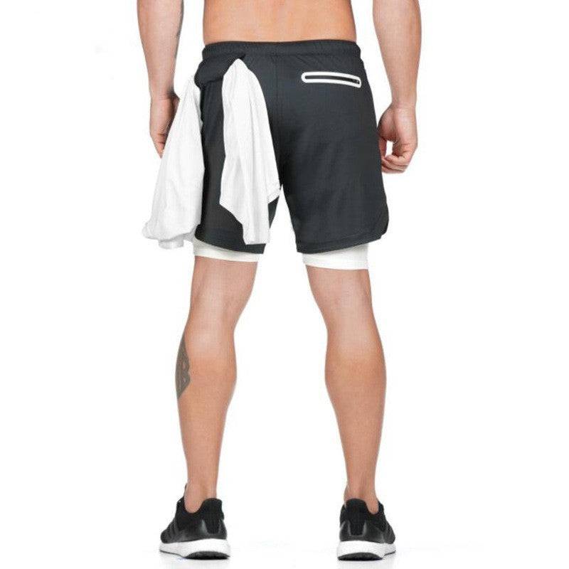 Running Shorts Men 2 In 1 Double-deck Quick Dry GYM Fitness Jogging Workout Pants - Clothing Personality