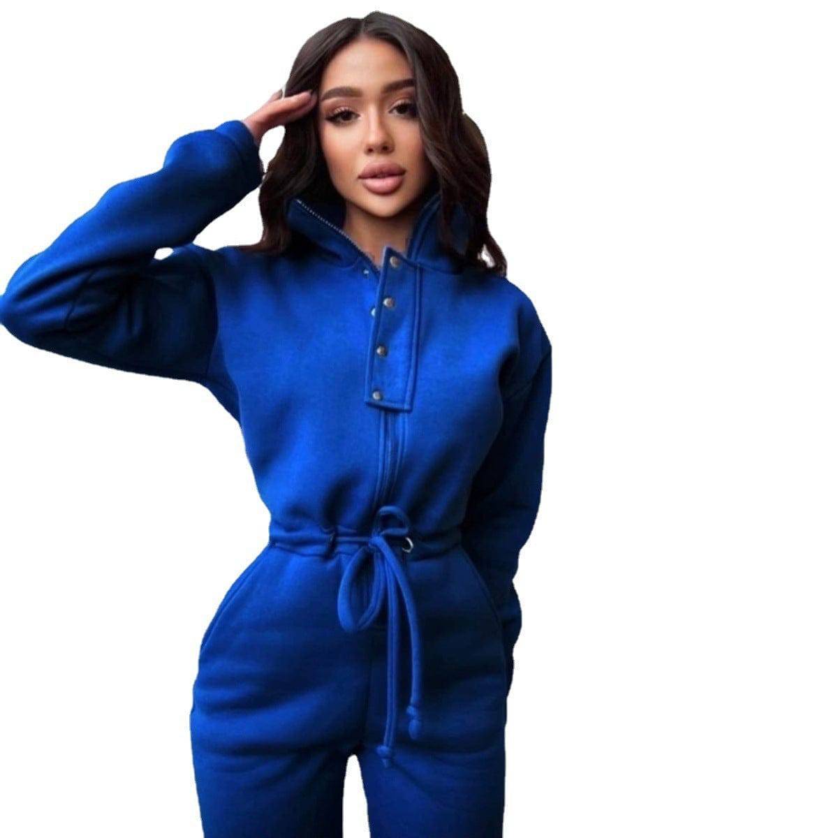 Stand-up Collar Cinched European And American Leisure Jumpsuit - Clothing Personality