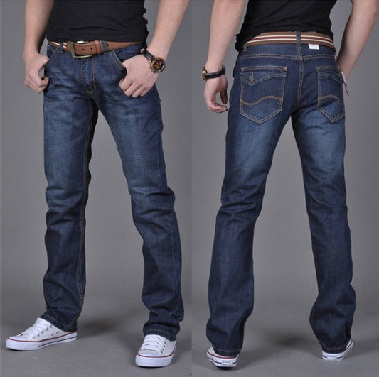 Men's Denim Long Pants Trendy Men's Denim Straight-Leg Pants - Clothing Personality
