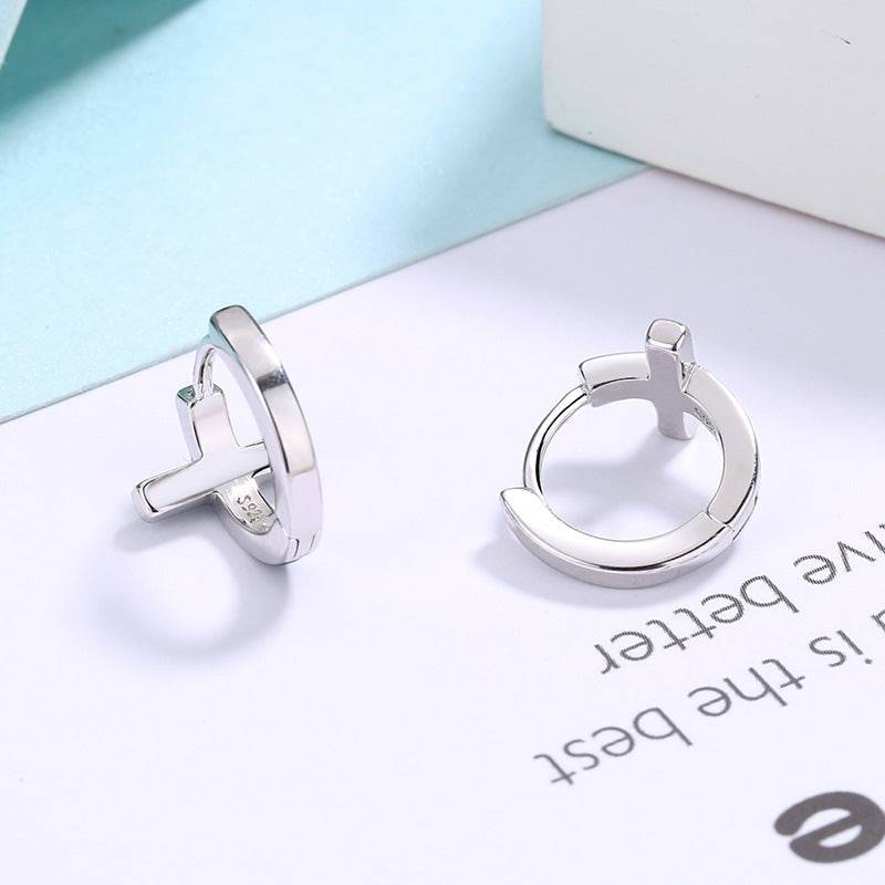 S925 Sterling Silver Cross Earrings - Clothing Personality