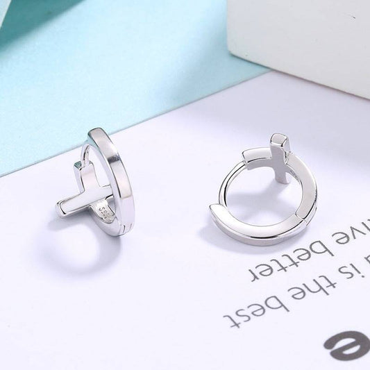 S925 Sterling Silver Cross Earrings - Clothing Personality