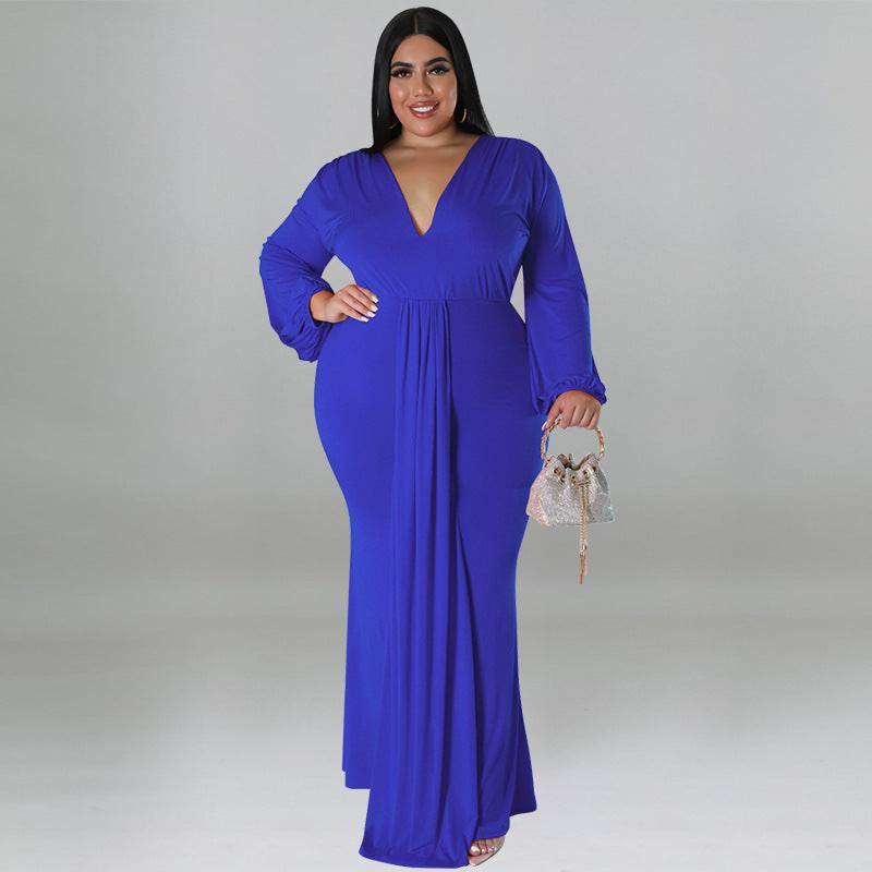 Women's Long Sleeve Pleated Dress - Clothing Personality
